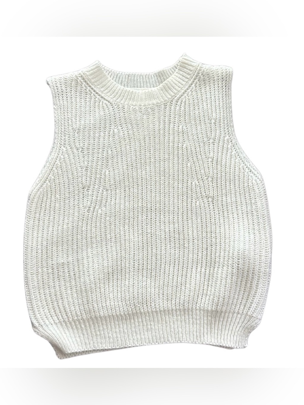 Sleeveless Knit Sweater Vest Tank | White | XS